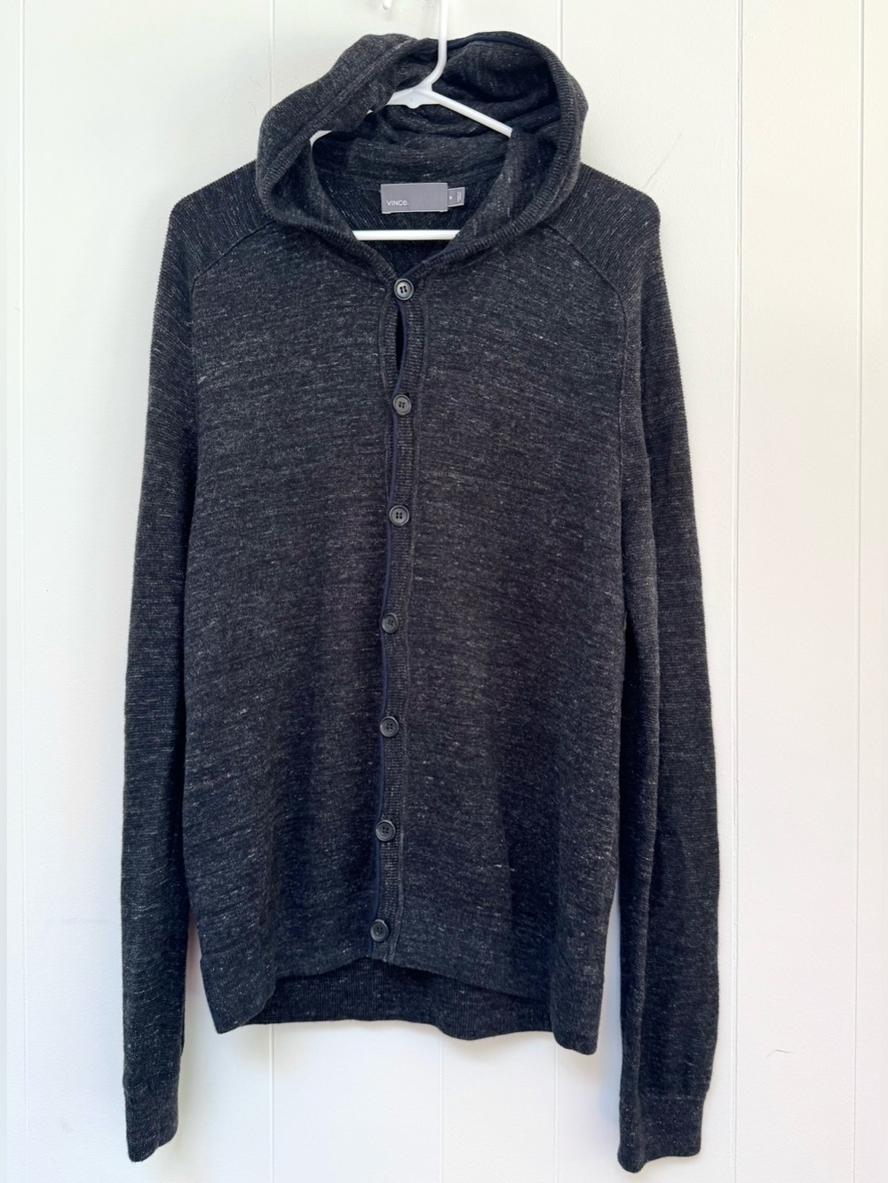 Vince Grandpa Hoodie Cardigan Button Down Sweater Super Soft Cashmere Blend M